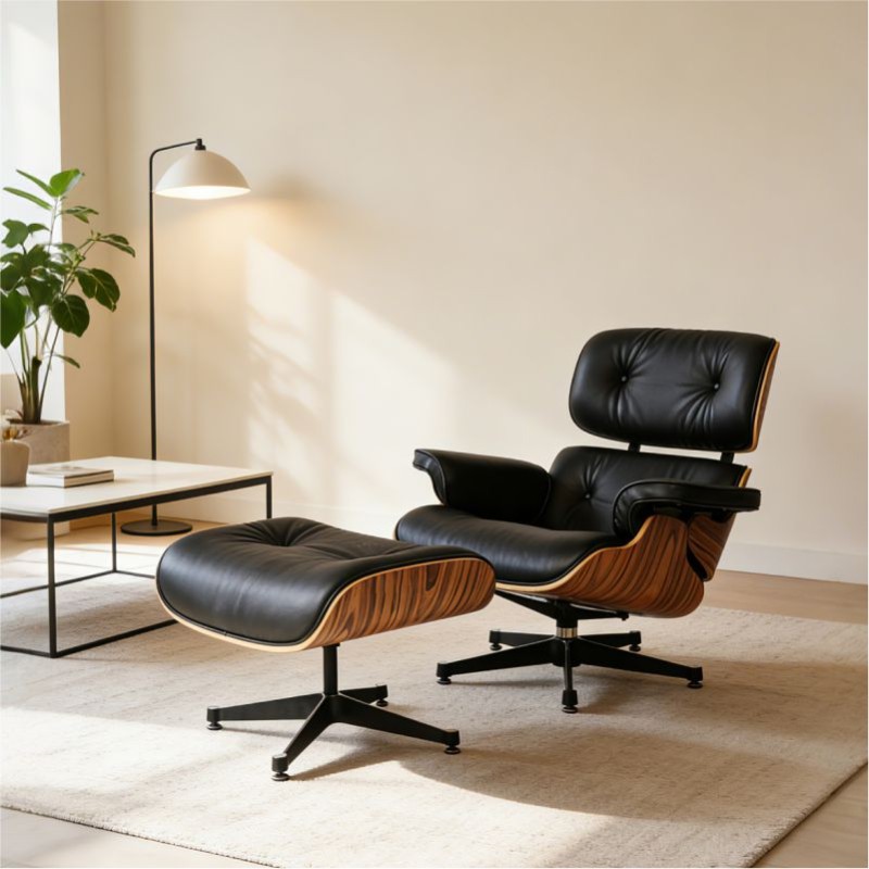 Charles Eames Chaise Lounge Black Leather