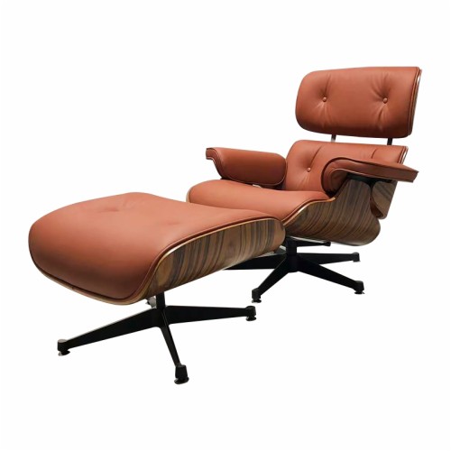 Charles Eames Chaise longue Reddish brown Leather