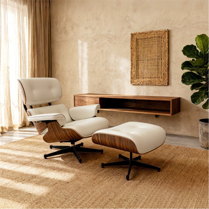 Charles Eames Lounge Chair and Ottoman White