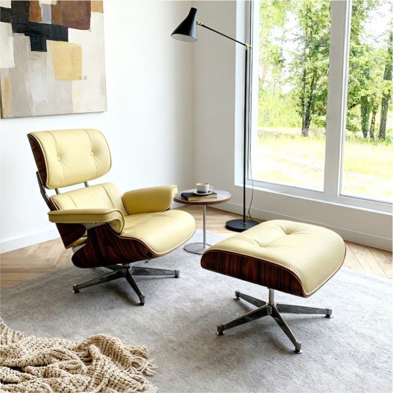 Charles Eames Chaise longue Yellow Leather