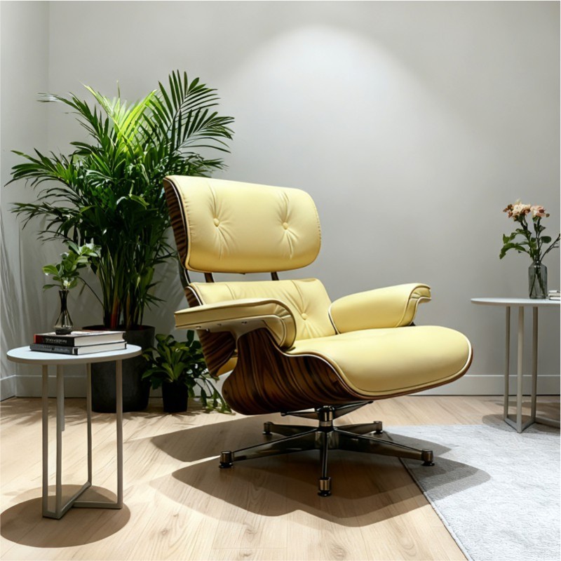 Charles Eames Chaise longue Yellow Leather