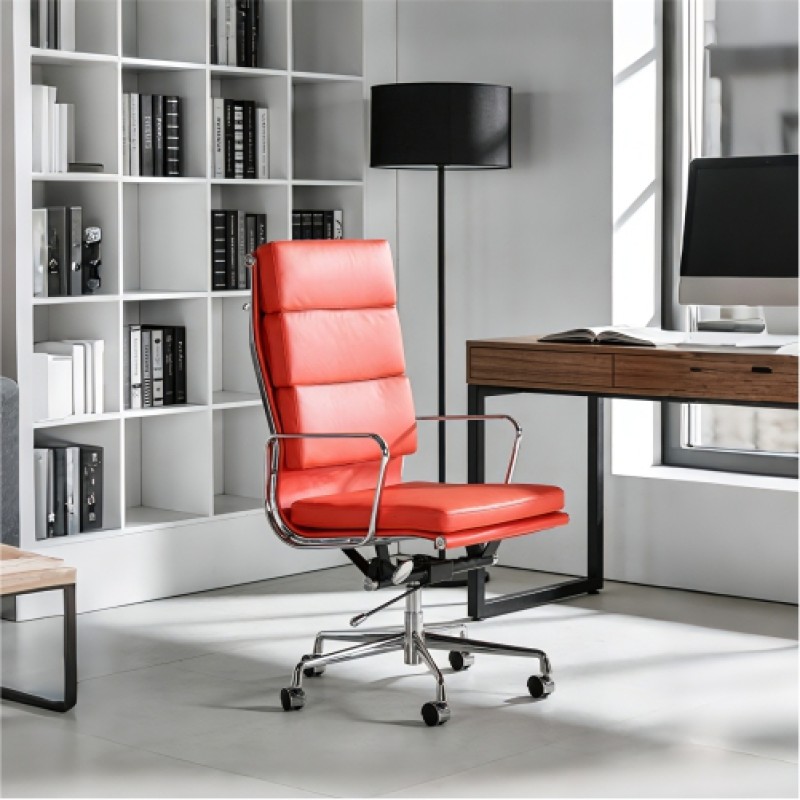 Eames Style EA219 Soft Pad High Back Exec­u­tive Office Chair On Castors