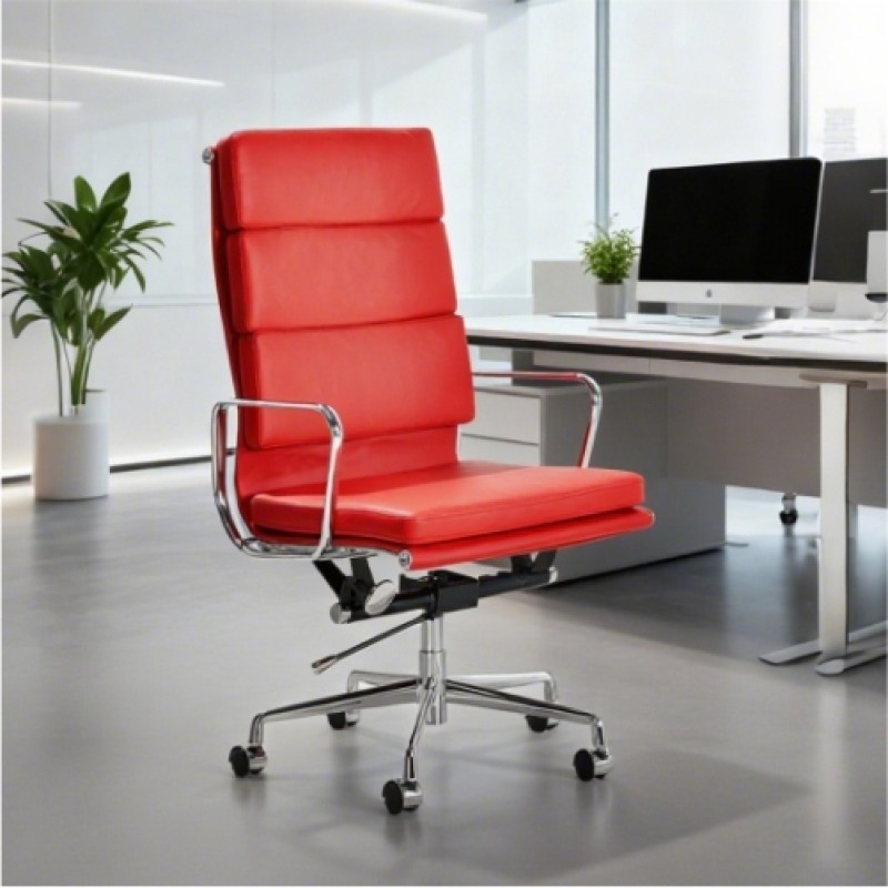 Eames Style EA219 Soft Pad High Back Exec­u­tive Office Chair On Castors
