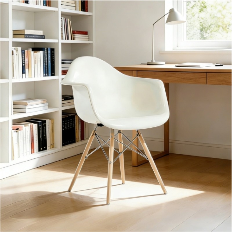 Eames Molded Plastic Armchair (Wood Base)