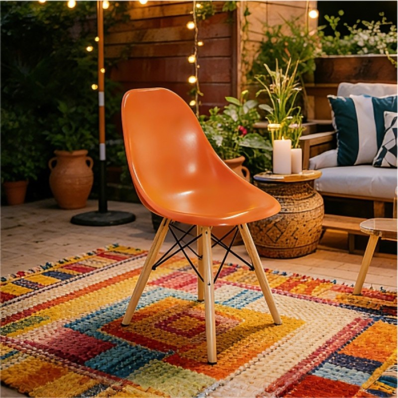 Eames Molded Plastic Side Chair (Wood Base)