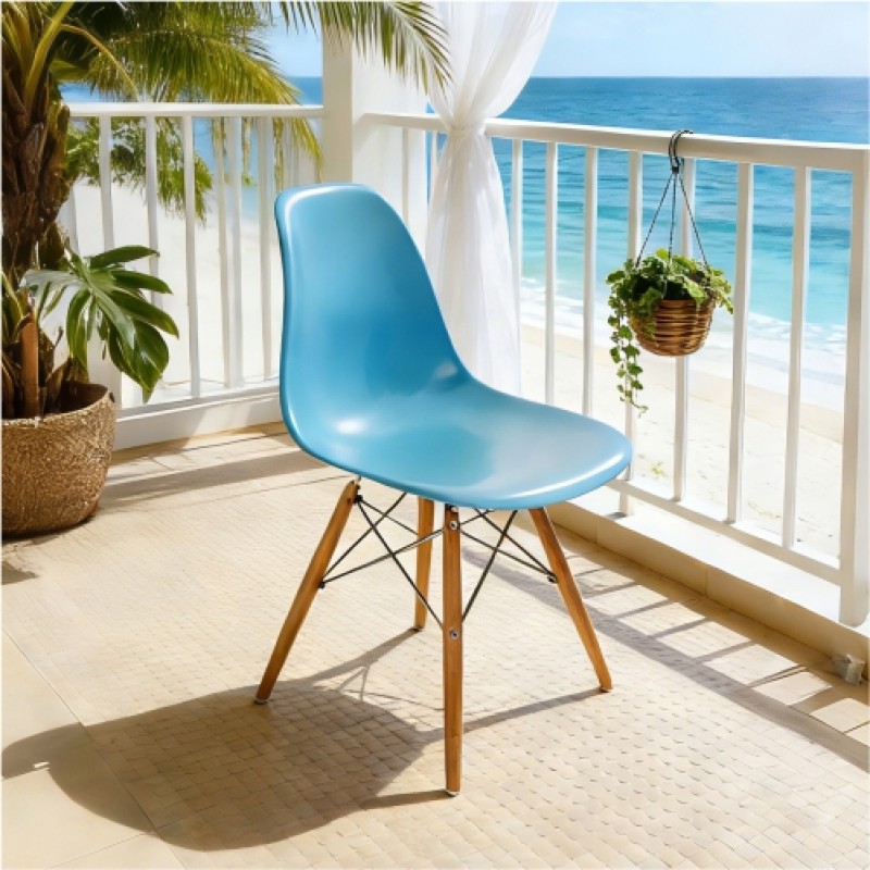Eames Molded Plastic Side Chair (Wood Base)