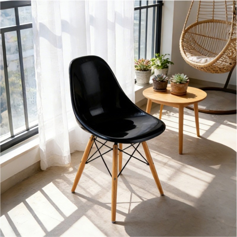 Eames Molded Plastic Side Chair (Wood Base)