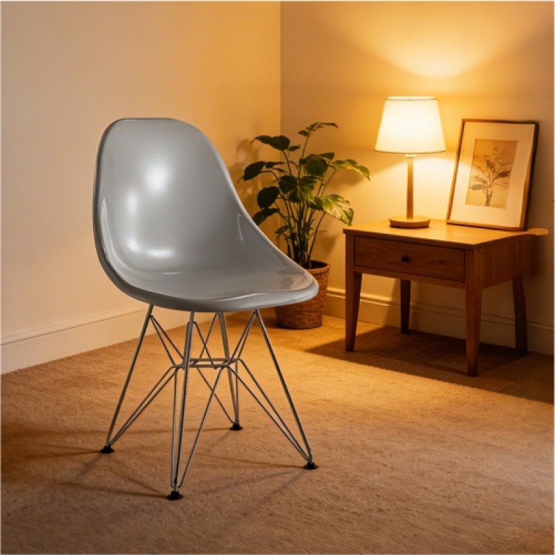 Eames Molded Plastic Side Chair(Iron Base)