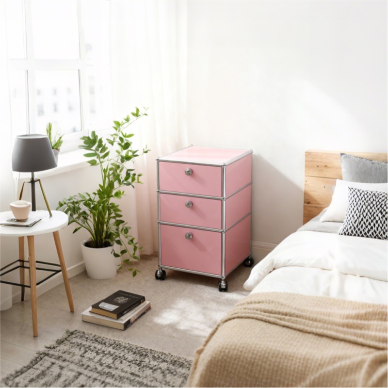 Side cabinet 3x1 pink